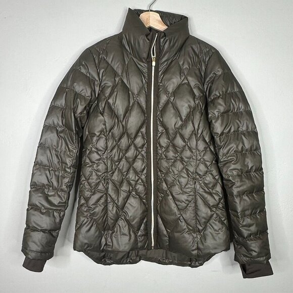 Athleta Jacket Women S Responsible Quilted Mock Neck Goose Down Olive Green - Picture 1 of 12